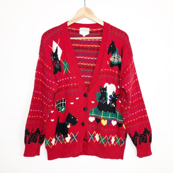 Susan Bristol, rare vintage, 1992 Scottie terrier dog cardigan - Picture 9 of 11